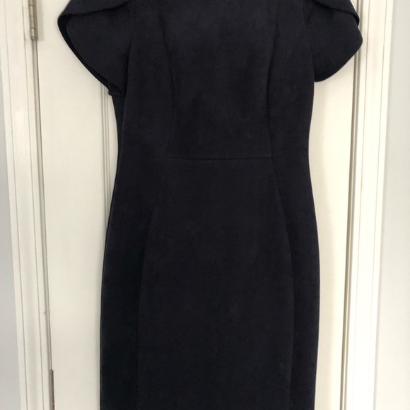 Calvin Klein Navy Suede Tulip Sleeve Sheath Dress Size 6 - Picture 4 of 9